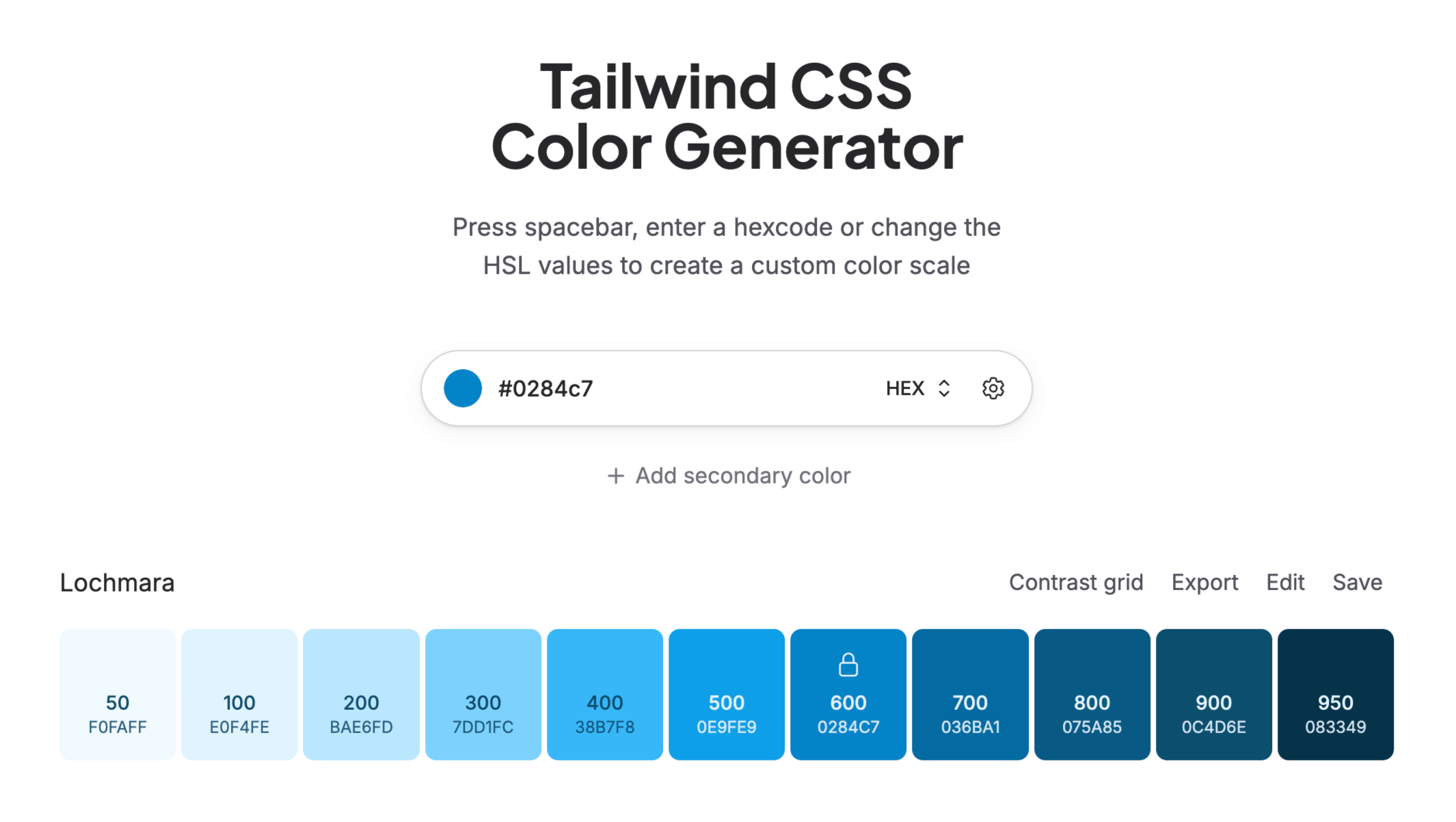 Tailwind CSS Color Generator